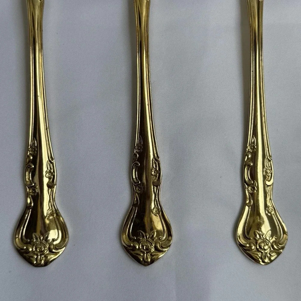 Reed & Barton Ultra Select Gold Plate Serving Set Fork‎ Spoon Slotted VTG